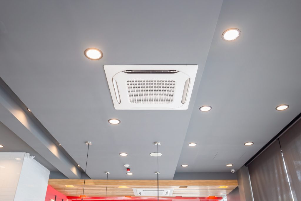 Modern ceiling mounted cassette type air conditioning system